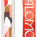Salomon Women's Rumble Fish Snowboard 2024 - A snowboard with a white fish graphic on an orange background.