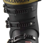 Salomon Women's S/Pro MV 90 Ski Boots 2024 - Black ski boots with white lettering and a yellow stripe on the side.