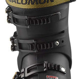 Salomon Women's S/Pro MV 90 Ski Boots 2024 - Black ski boots with white lettering and a yellow stripe on the side.