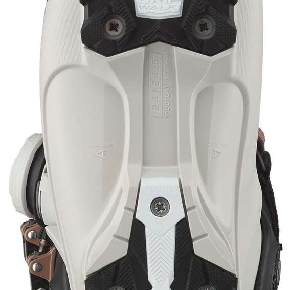 Salomon Women's S/Pro Supra BOA 105 Ski Boots 2024 - Black ski boot with a white logo on top and silver buckles.