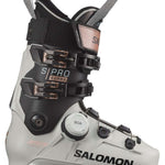 Salomon Women's S/Pro Supra BOA 105 Ski Boots 2024 - Black ski boot with silver hardware and a textured pattern on the side.