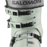 Salomon Women's S Pro Alpha 100 Boot 2024 - A white boot with black accents and a gray patterned strap.
