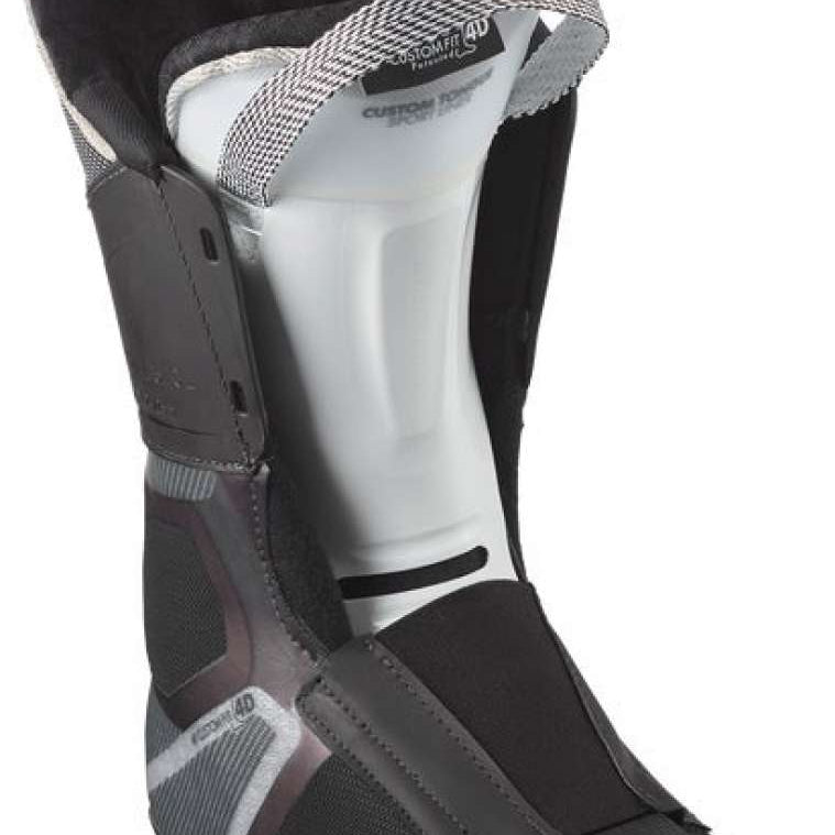 Salomon Women's S Pro Alpha 100 Boot 2024 - Black boot with white logo on top and silver hardware.