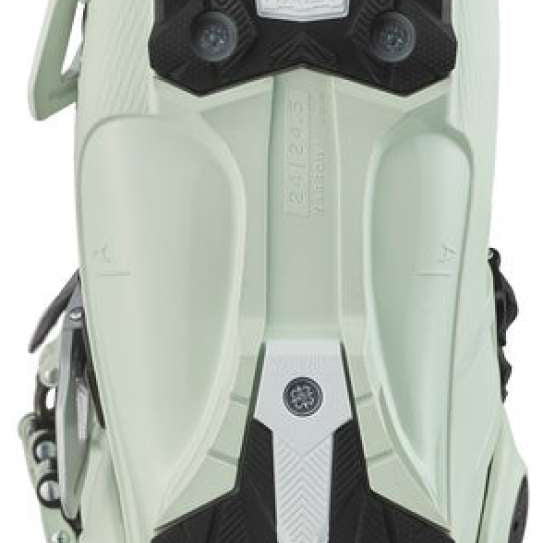 Salomon Women's S Pro Alpha 100 Boot 2024 - Black boot with white logo on top and silver buckles.