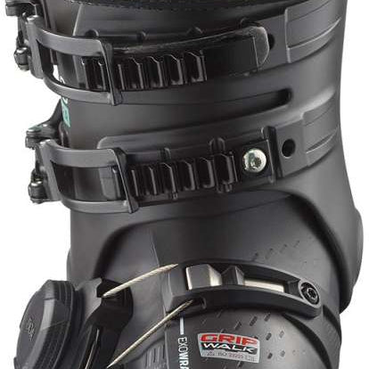 Salomon Women's S/Pro Supra Boa 95 Ski Boots 2024 - Black ski boots with a purple logo on the side and silver buckles.