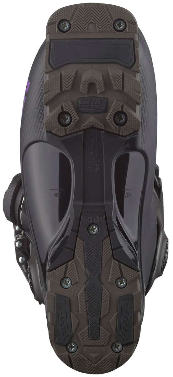 Salomon Women's S/Pro Supra Boa 95 Ski Boots 2024 - Black ski boot with purple accents and a textured rubber outsole.