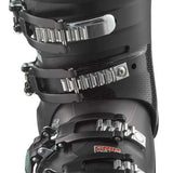 Salomon Women's Select HV 80 Ski Boots 2024 - Black ski boots with silver buckles and a teal logo on the side.