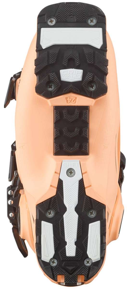 Salomon Ladies Shift Pro 110 AT Ski Boots 2024 - Black ski boot with white logo on top and silver buckles.