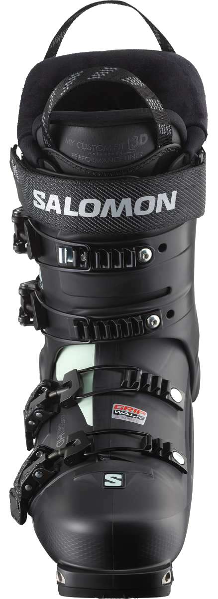 Salomon Ladies Shift Pro 90 Ski Boot 2024 - Black ski boot with white lettering and a textured pattern on the side.