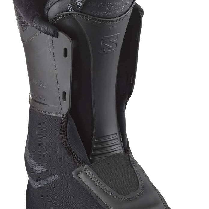 Salomon Ladies Shift Pro 90 Ski Boot 2024 - Black ski boot with a textured pattern on the side and a strap at the top.