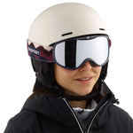 Salomon Women's Spell Helmet 2023 - A white helmet with a black chin strap and ventilation holes on top.