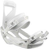 Salomon Women's Spell Snowboard Bindings 2024 - White bindings with silver buckles and straps.