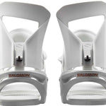 Salomon Women's Spell Snowboard Bindings 2024 - White bindings with a sleek, modern design and silver hardware.