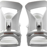Salomon Women's Spell Snowboard Bindings 2024 - White bindings with a sleek, modern design and silver hardware.