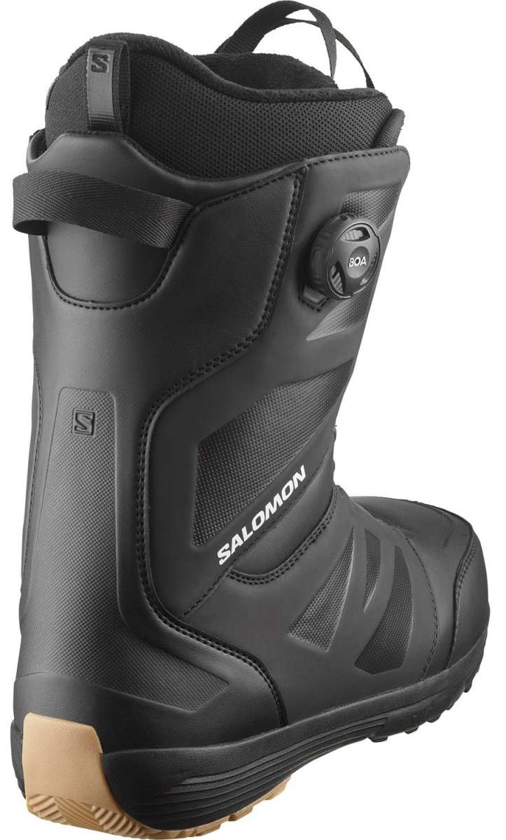 Salomon Launch BOA SJ Snowboard Boots 2024 - Black snowboard boots with a textured pattern on the side and a round black BOA dial on the front.