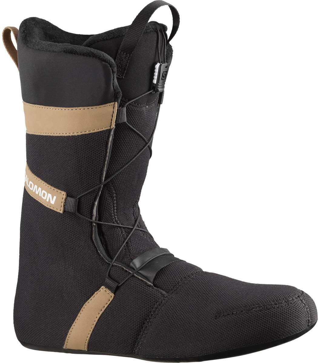 Salomon Launch BOA SJ Snowboard Boots 2024 - Black snowboard boots with tan accents and white lettering on the side.