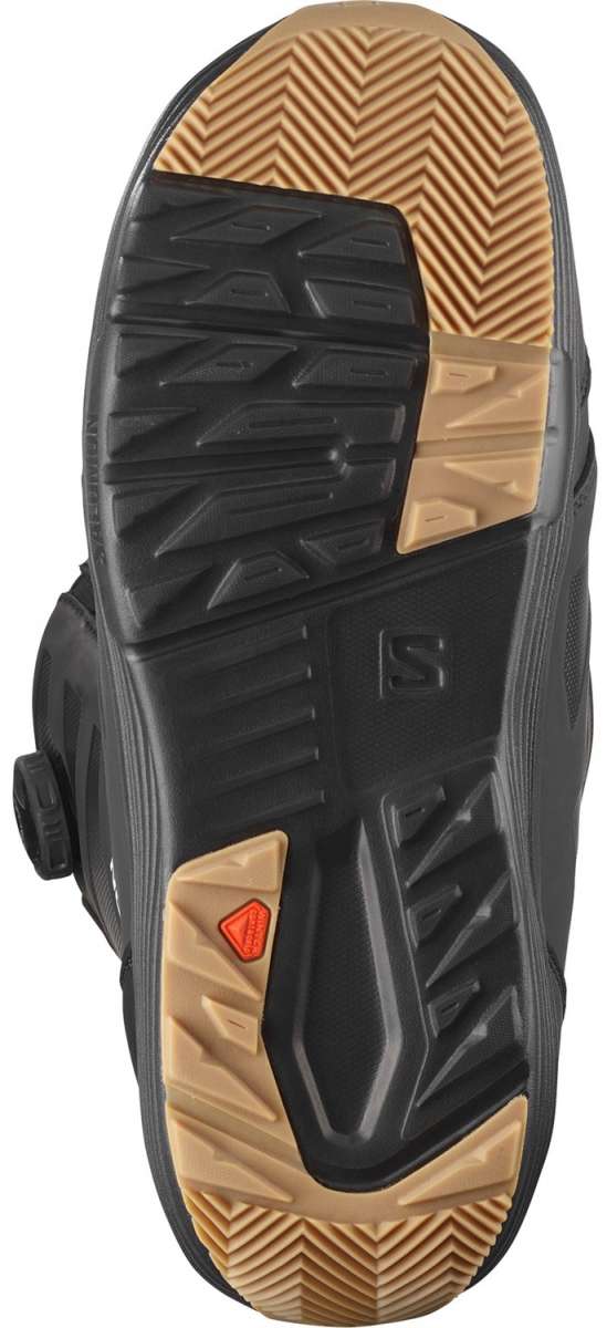 Salomon Launch BOA SJ Snowboard Boots 2024 - Black snowboard boots with tan laces and a tan sole.
