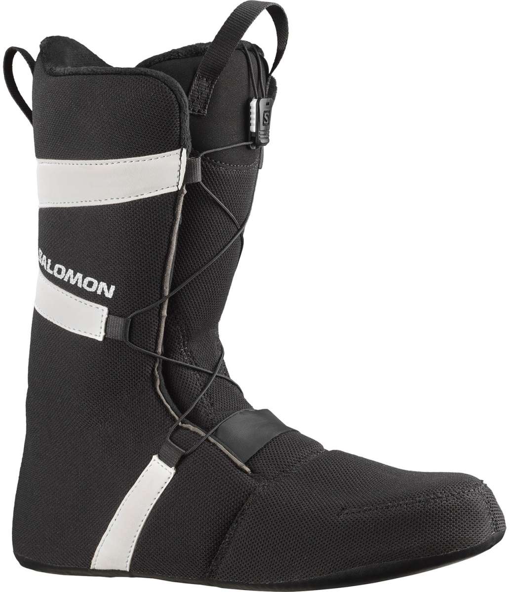 Salomon Launch BOA SJ Snowboard Boots 2024 - Black snowboard boots with white accents and a textured pattern on the toe area.