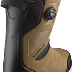 Salomon Launch BOA SJ Snowboard Boots 2024 - Black boots with tan accents and a black strap on top.