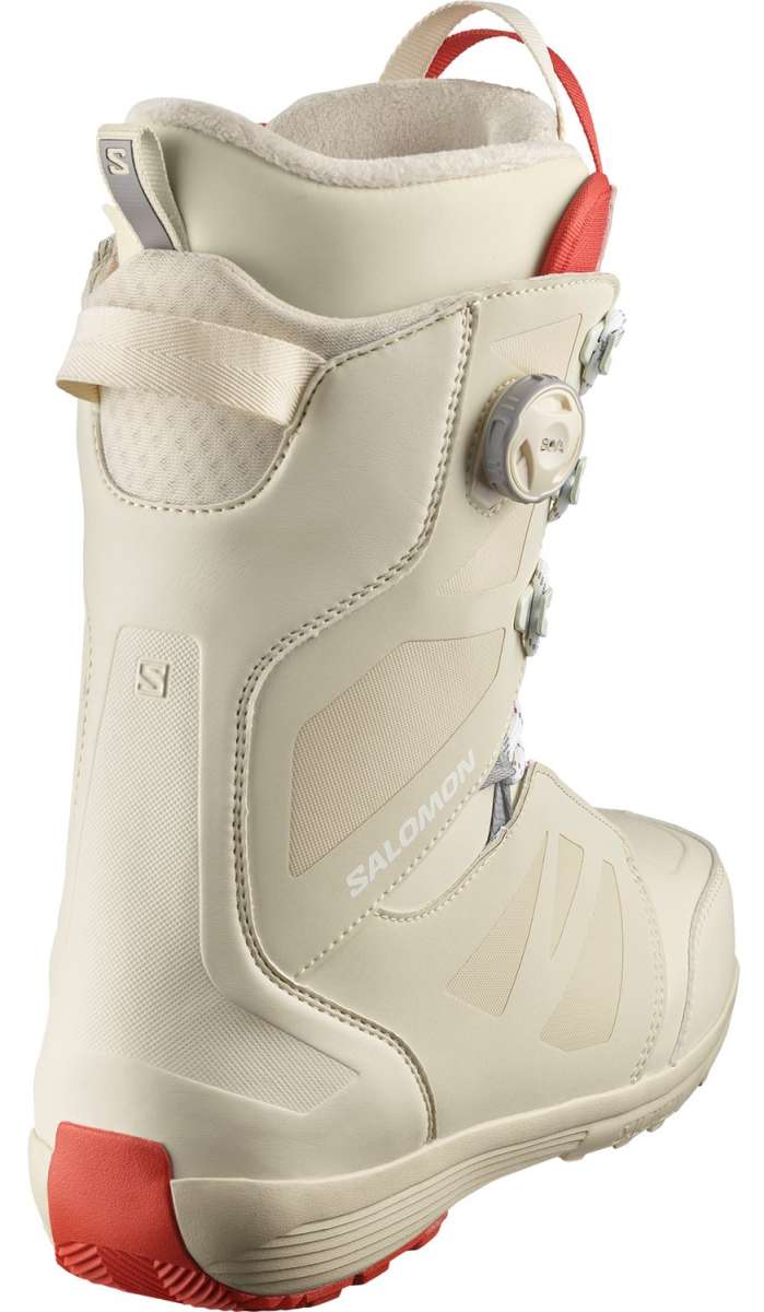 Salomon Launch Lace SJ BOA Snowboard Boots 2024 - White snowboard boots with a textured pattern on the toe and heel, featuring a BOA closure system.