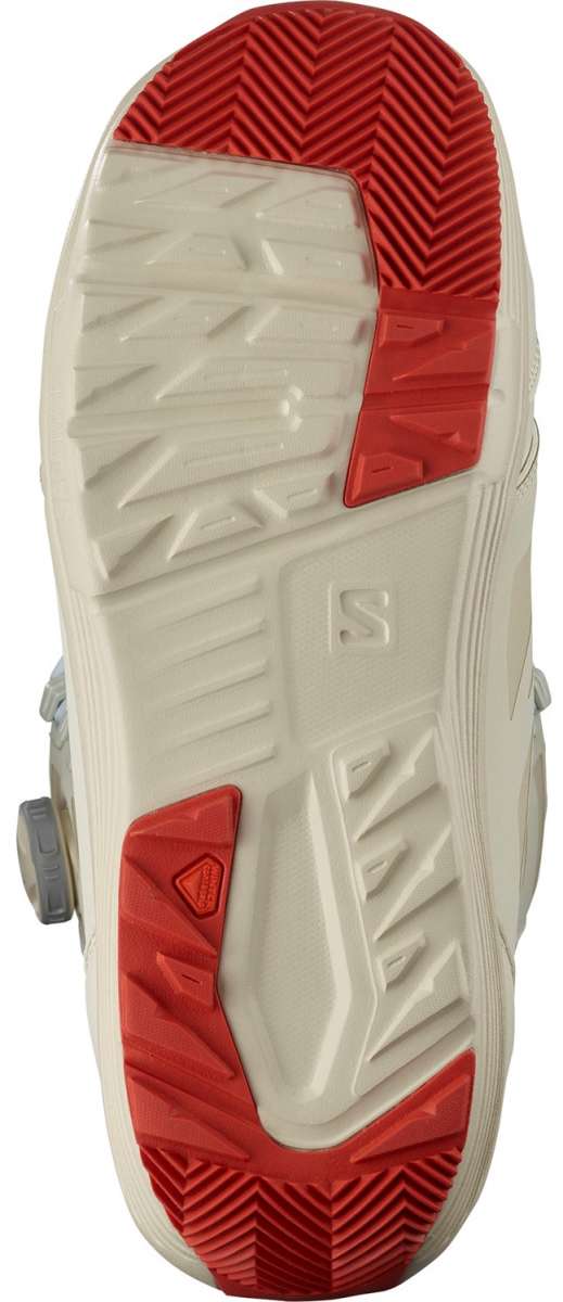 Salomon Launch Lace SJ BOA Snowboard Boots 2024 - White snowboard boots with red accents on the heel and tongue.