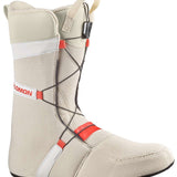 Salomon Launch Lace SJ BOA Snowboard Boots 2024 - White snowboard boots with a textured pattern on the toe and heel areas, featuring black laces and a black BOA dial.