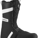 Salomon Launch Lace SJ BOA Snowboard Boots 2024 - Black snowboard boots with white accents and a textured pattern on the toe area.