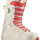 Salomon Launch Lace SJ BOA Snowboard Boots 2024 - White snowboard boots with a red tongue and laces.