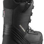 Salomon Malamute Lace Snowboard Boot 2022-2023 - Black snowboard boots with a textured pattern on the side and brown laces.