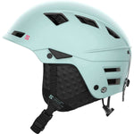 Salomon Mtn Lab Helmet 2023 - A light blue helmet with a black chin strap and ventilation holes on top.