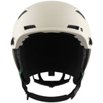 Salomon MTN Lab Helmet 2024 - A white helmet with a black visor and chin strap, featuring ventilation holes on top and side vents.