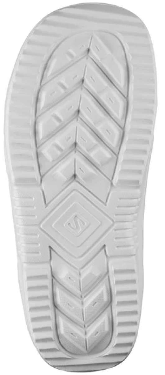 Salomon Women's Pearl BOA Snowboard Boots 2024 - White snowboard boots with a textured rubber outsole and a BOA closure system on the top of the foot.