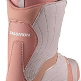 Salomon Women's Pearl BOA Snowboard Boots 2024 - A pair of pink snowboard boots with a textured pattern on the side and a white sole.