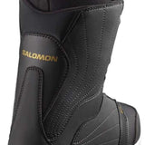 Salomon Women's Pearl BOA Snowboard Boots 2024 - Black snowboard boots with gold accents and a white sole.