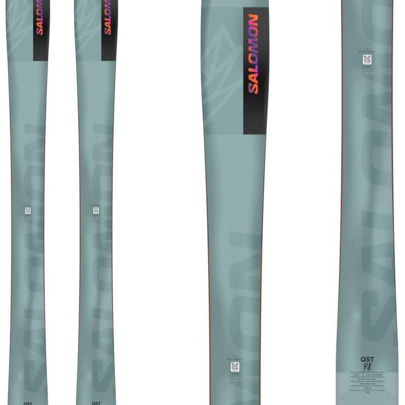 Salomon QST 98 Skis 2024 - A pair of skis with a gray base color and black lettering.