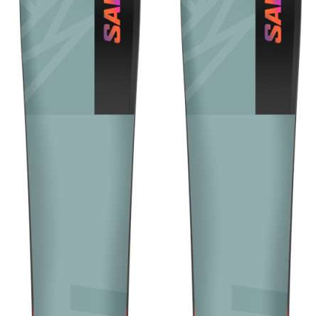 Salomon QST 98 Skis 2024 - A pair of skis with a gray base and black lettering on the top sheet, featuring the brand name "SALOMON" in large letters.