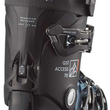 Salomon QST Access 70 Ski Boots 2024 - Black ski boots with white lettering and logos on a light gray background.