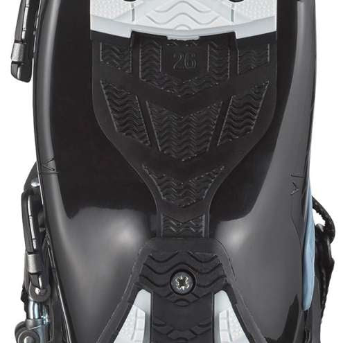 Salomon QST Access 70 Ski Boots 2024 - Black ski boots with white accents and silver buckles.
