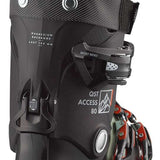 Salomon QST Access 80 Ski Boots 2024 - Black ski boots with white lettering and a textured, rubberized toe cap.