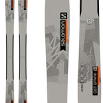 Salomon QST Spark 85 Flat Ski 2022 - A gray ski with a black and white geometric pattern on top, featuring a black Salomon logo at the tip.