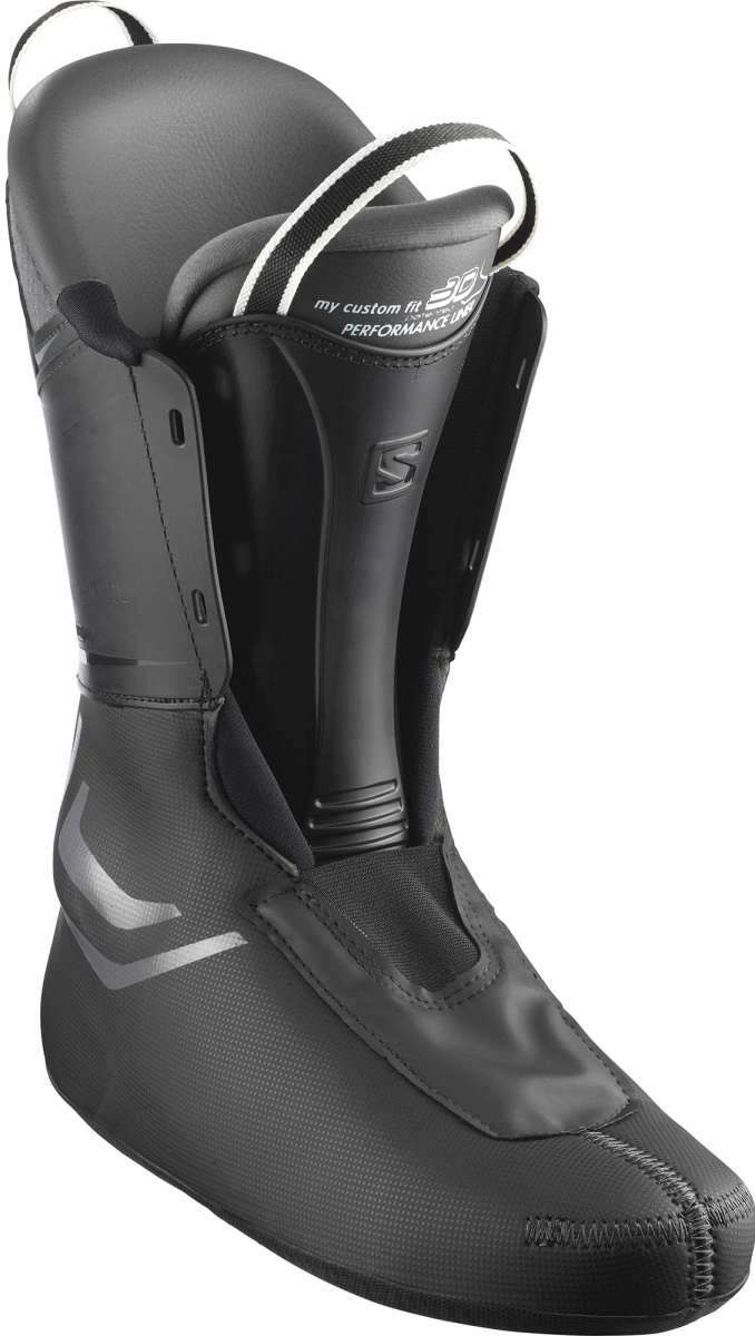 Salomon S/Pro 100 Ski Boot 2023 - Black ski boot with white logo on top and silver accents.