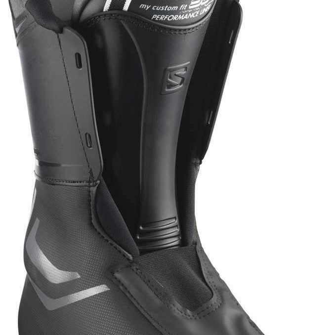Salomon S/Pro 100 Ski Boot 2023 - Black ski boot with white logo on top and silver accents.