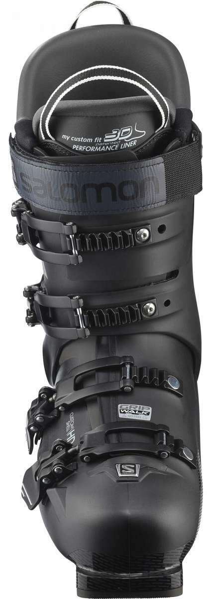 Salomon S/Pro 100 Ski Boot 2023 - Black ski boot with white logo on top and silver buckles.