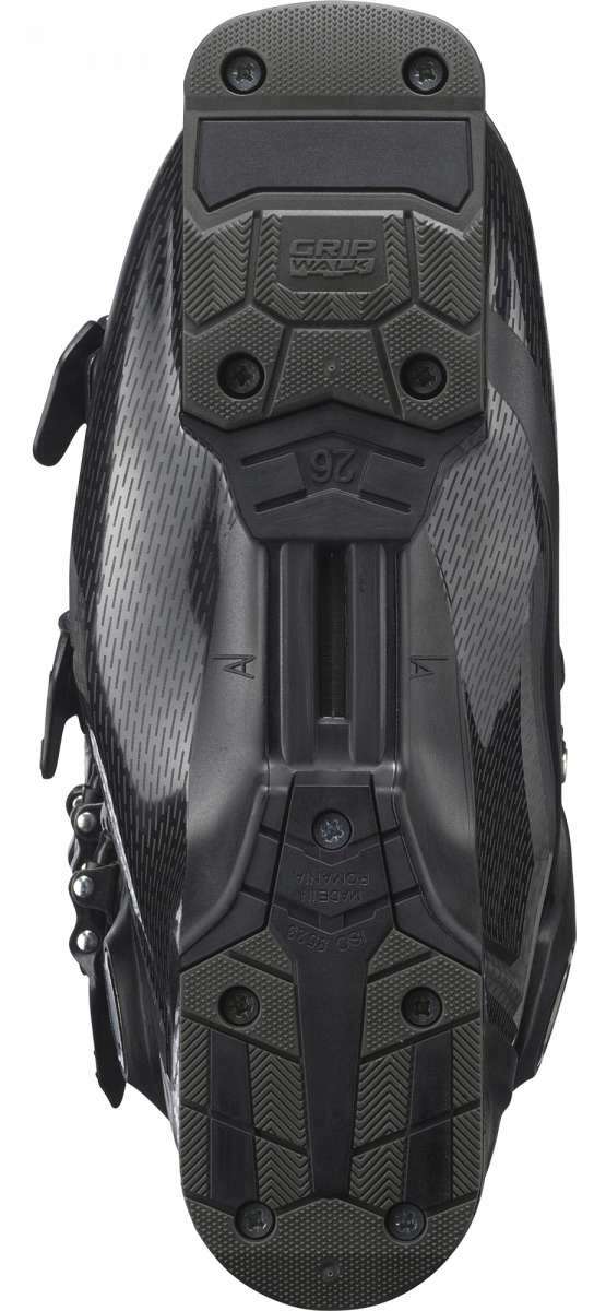 Salomon S/Pro 100 Ski Boot 2023 - Black ski boot with textured rubber sole and silver hardware.