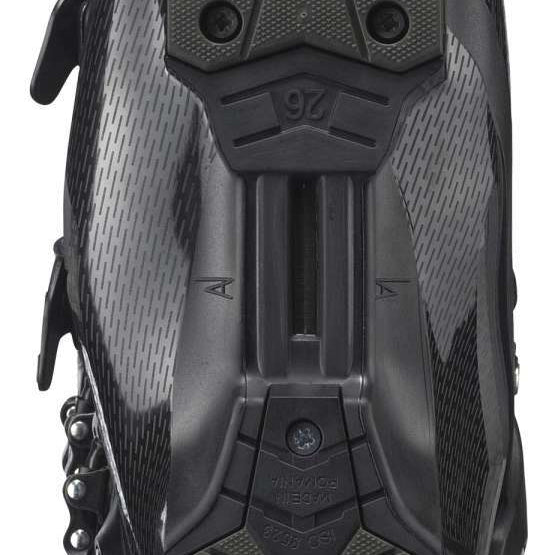 Salomon S/Pro 100 Ski Boot 2023 - Black ski boot with textured rubber sole and silver hardware.