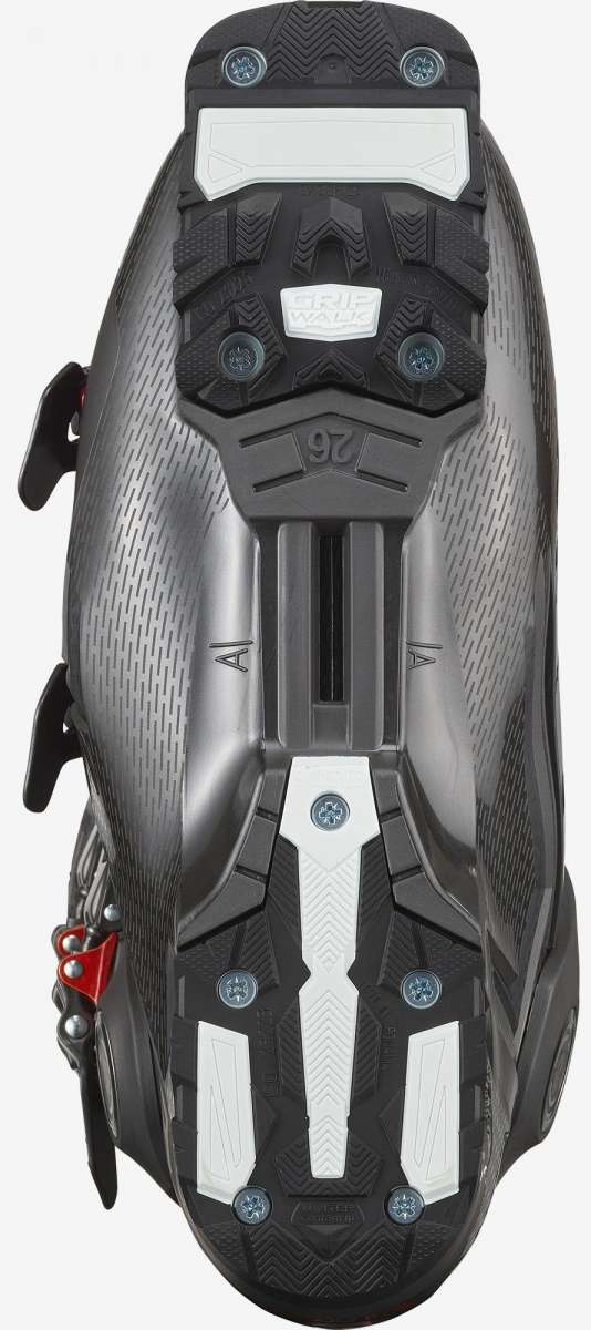 Salomon S/Pro HV 120 Ski Boots 2023 - Black ski boots with white accents and silver buckles.