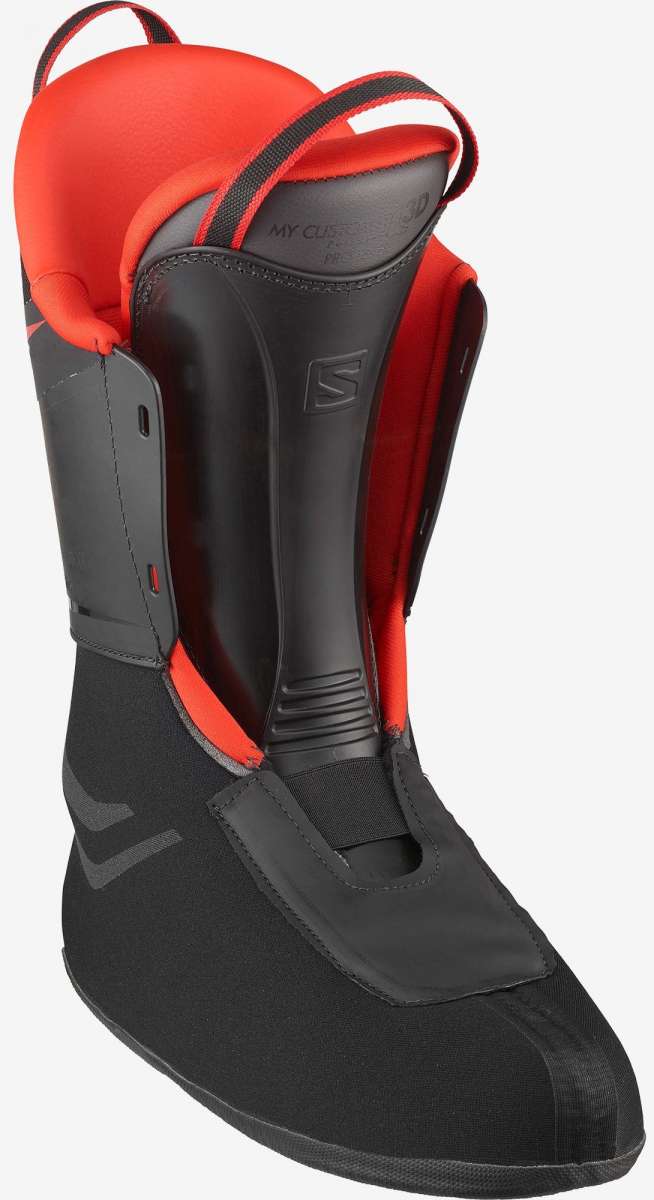 Salomon S/Pro HV 120 Ski Boots 2023 - Black ski boots with a textured pattern on the side and a silver buckle.