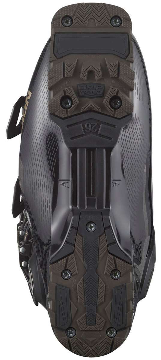 Salomon S/Pro HV 120 Ski Boots 2024 - Black ski boots with a textured, rubberized toe cap and silver buckles.
