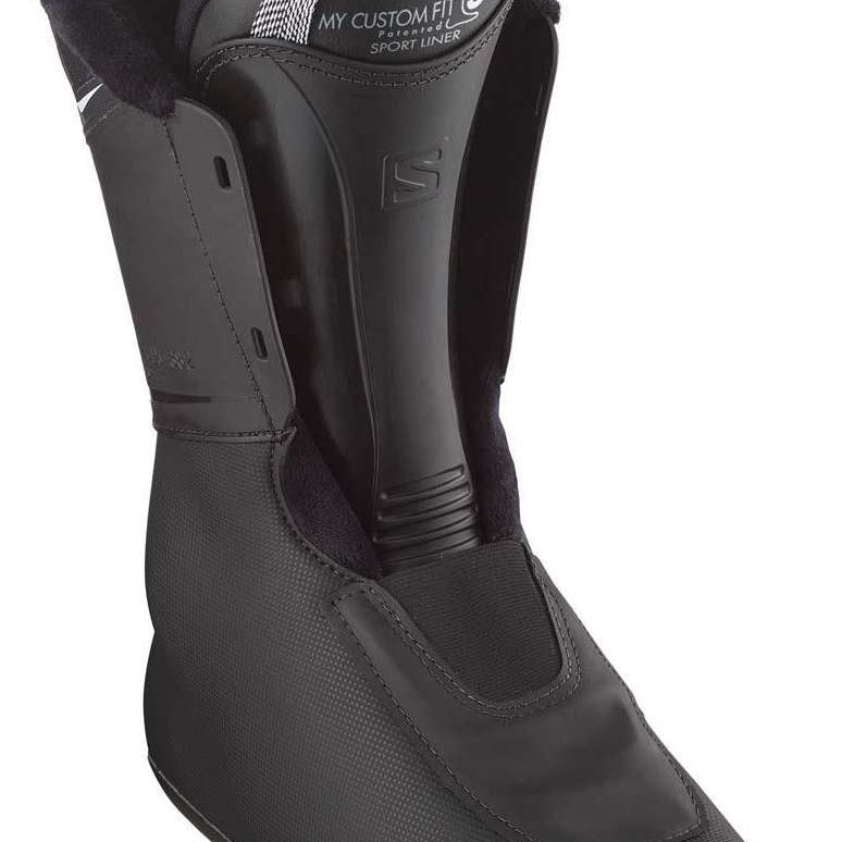 Salomon S/Pro MV 90 Ski Boots 2024 - Black ski boots with white logos and silver buckles.