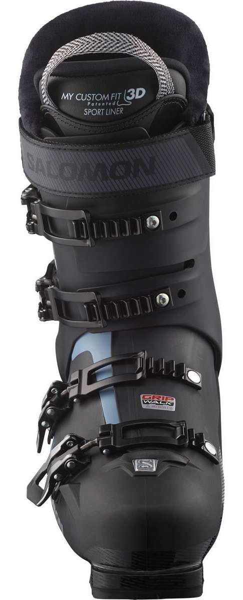 Salomon S/Pro MV 90 Ski Boots 2024 - Black ski boots with white lettering and silver buckles.